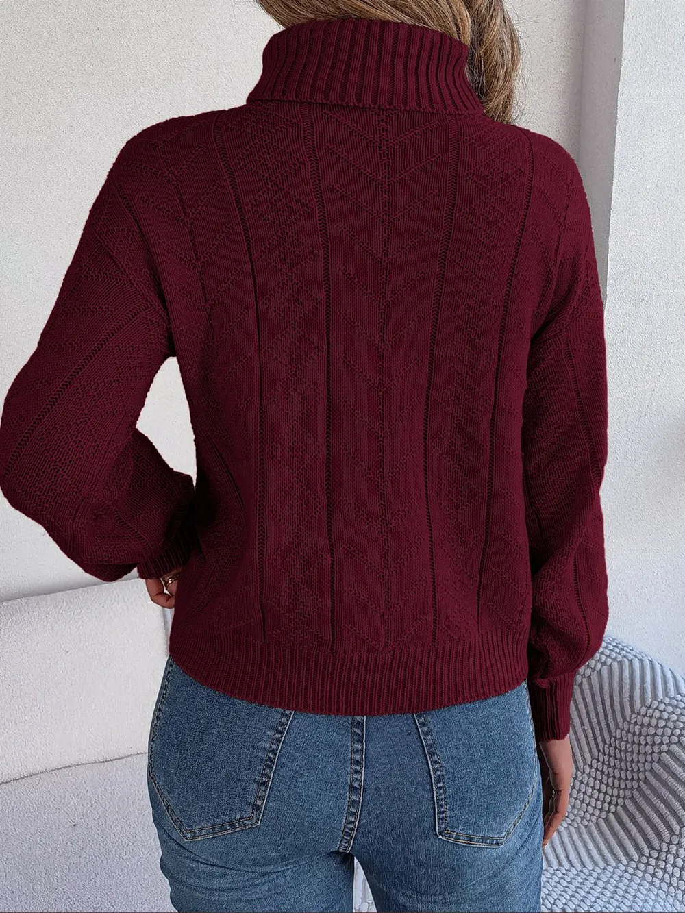 Cable-Knit Turtleneck Sweater, image 8