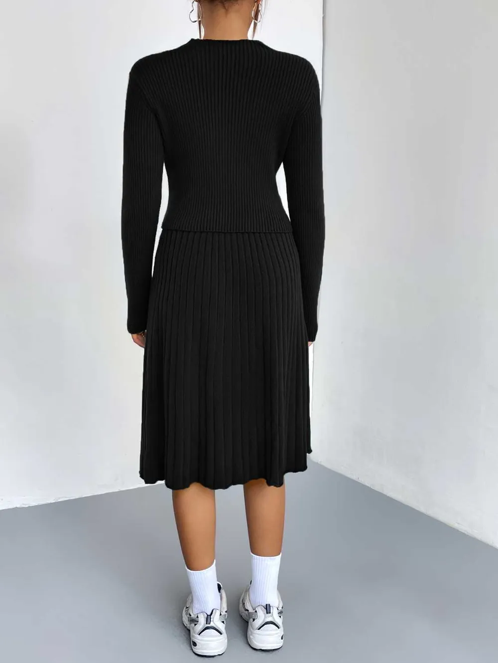 Rib-Knit Sweater and Skirt Set, image 2