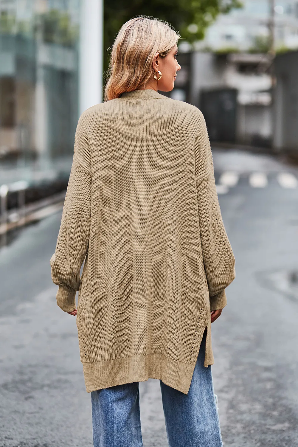 Open Front Dropped Shoulder Longline Cardigan, image 20