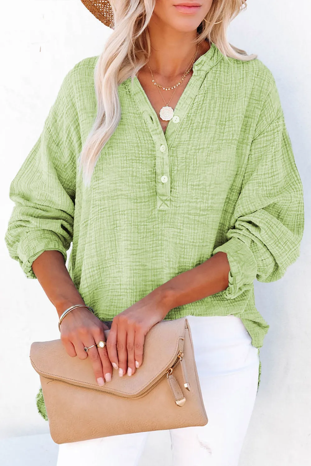 Buttoned Long Sleeve Blouse, image 2