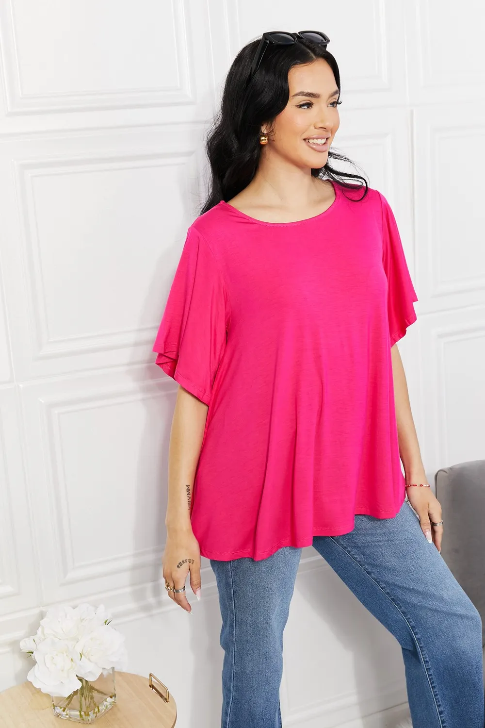 Full Size More Than Words Flutter Sleeve Top, image 2