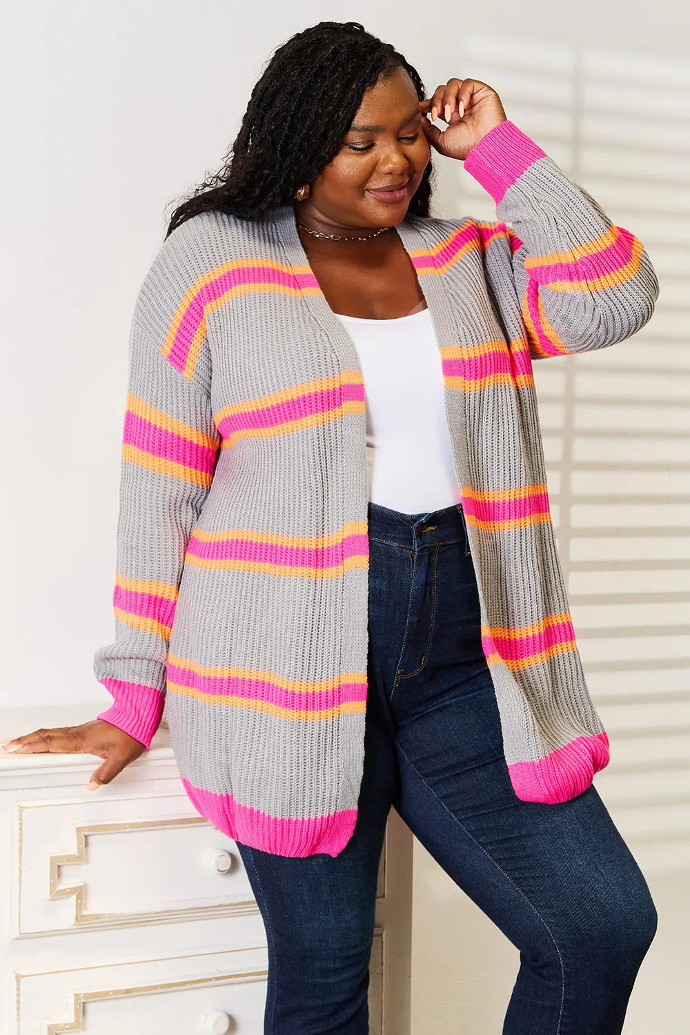 Ribbed Long Sleeve Cardigan, image 4