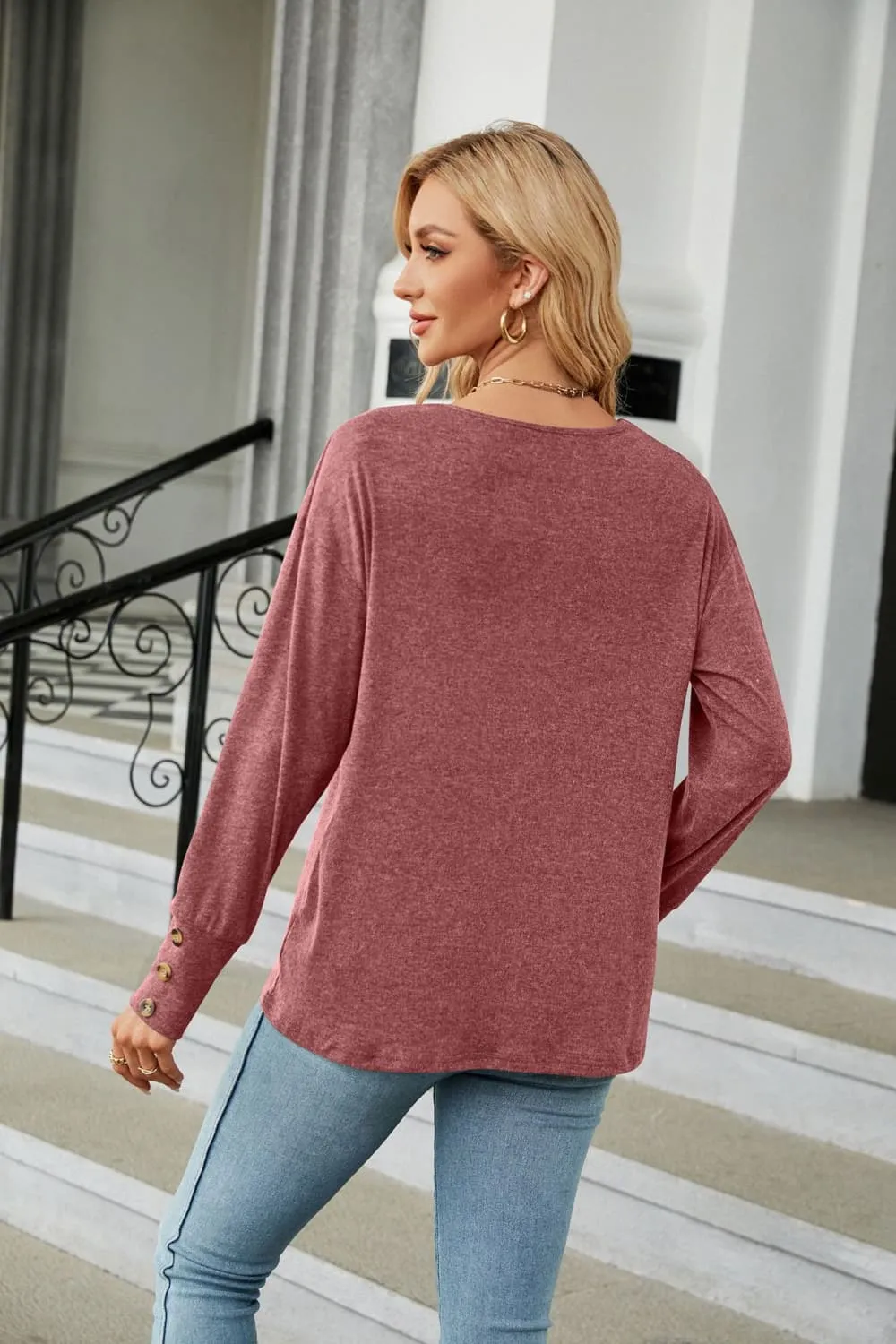 V-Neck Long Sleeve T-Shirt, image 19