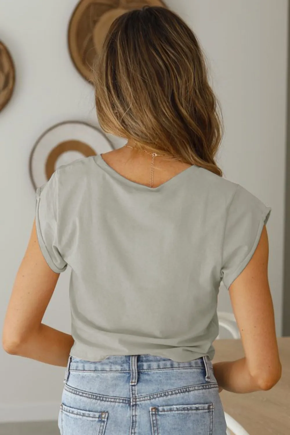 Tied Round Neck Crop Tee, image 2