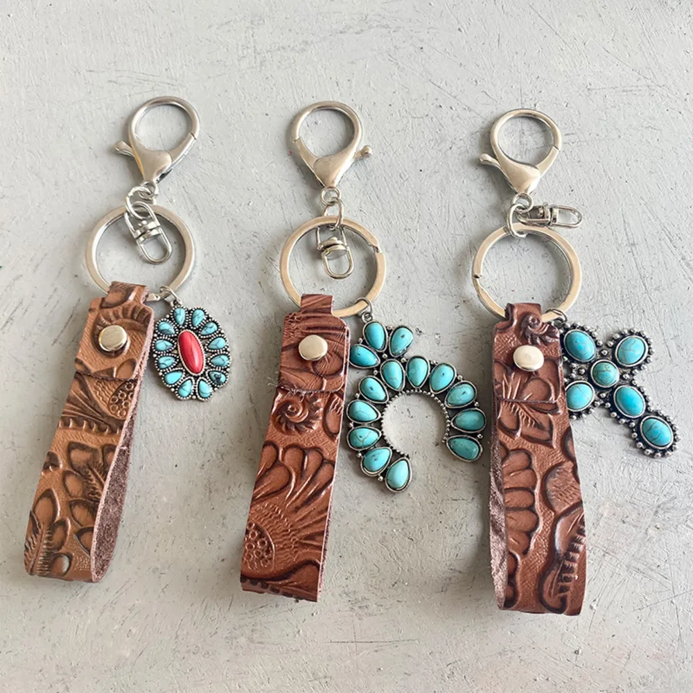 Turquoise Genuine Leather Key Chain, image 8