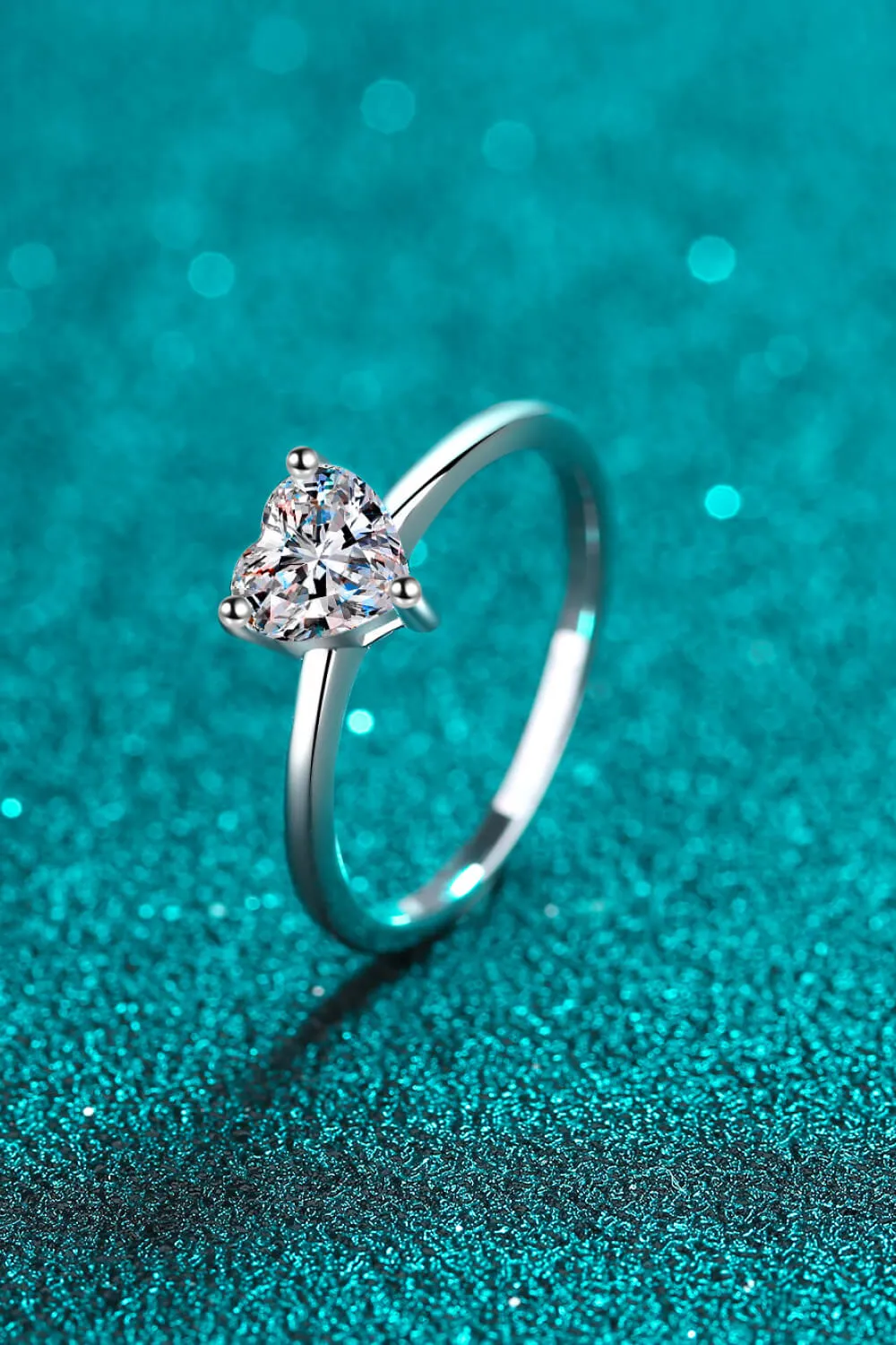 925 Sterling Silver Heart-Shaped Moissanite Solitaire Ring, image 4