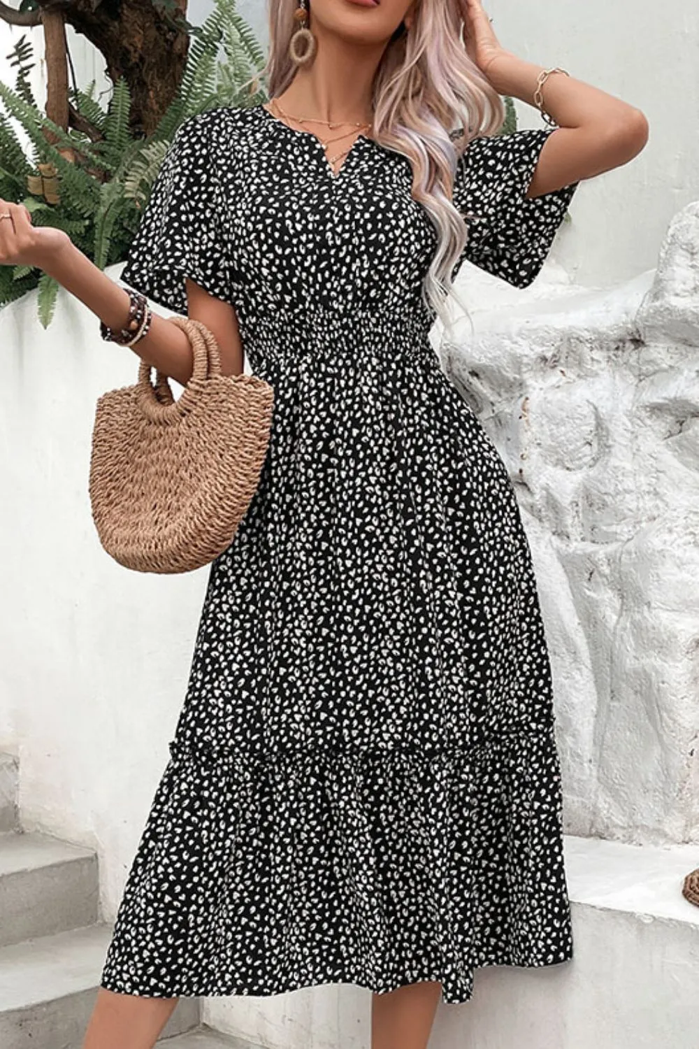 Leopard Print Short Sleeve Midi Dress, image 3
