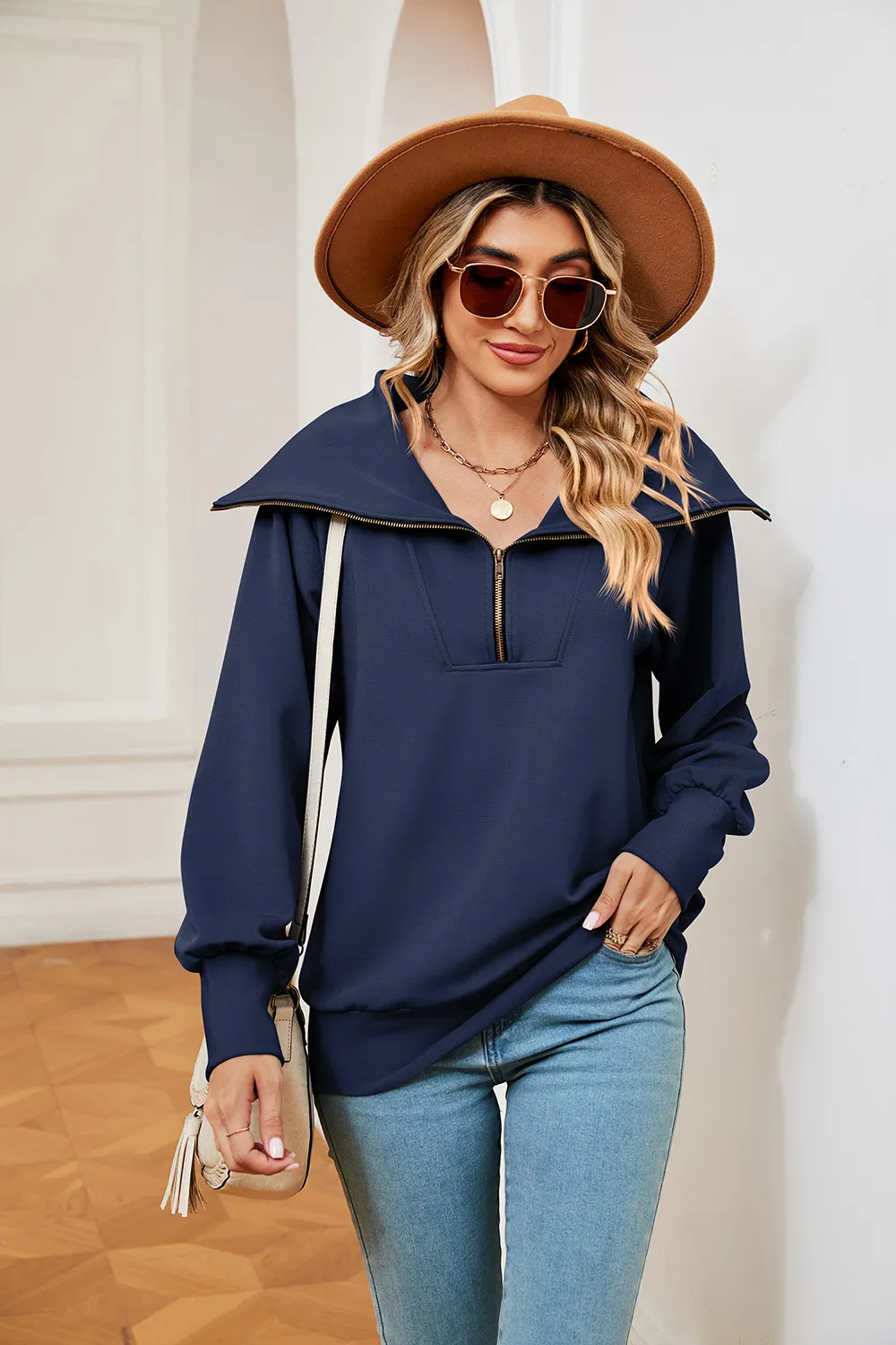 Half-Zip Collared Sweatshirt, image 2