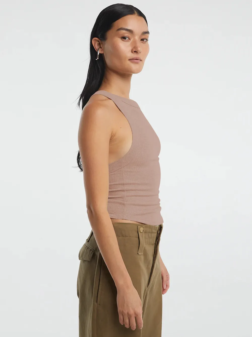 Halter Neck Ribbed Cropped Top, image 6