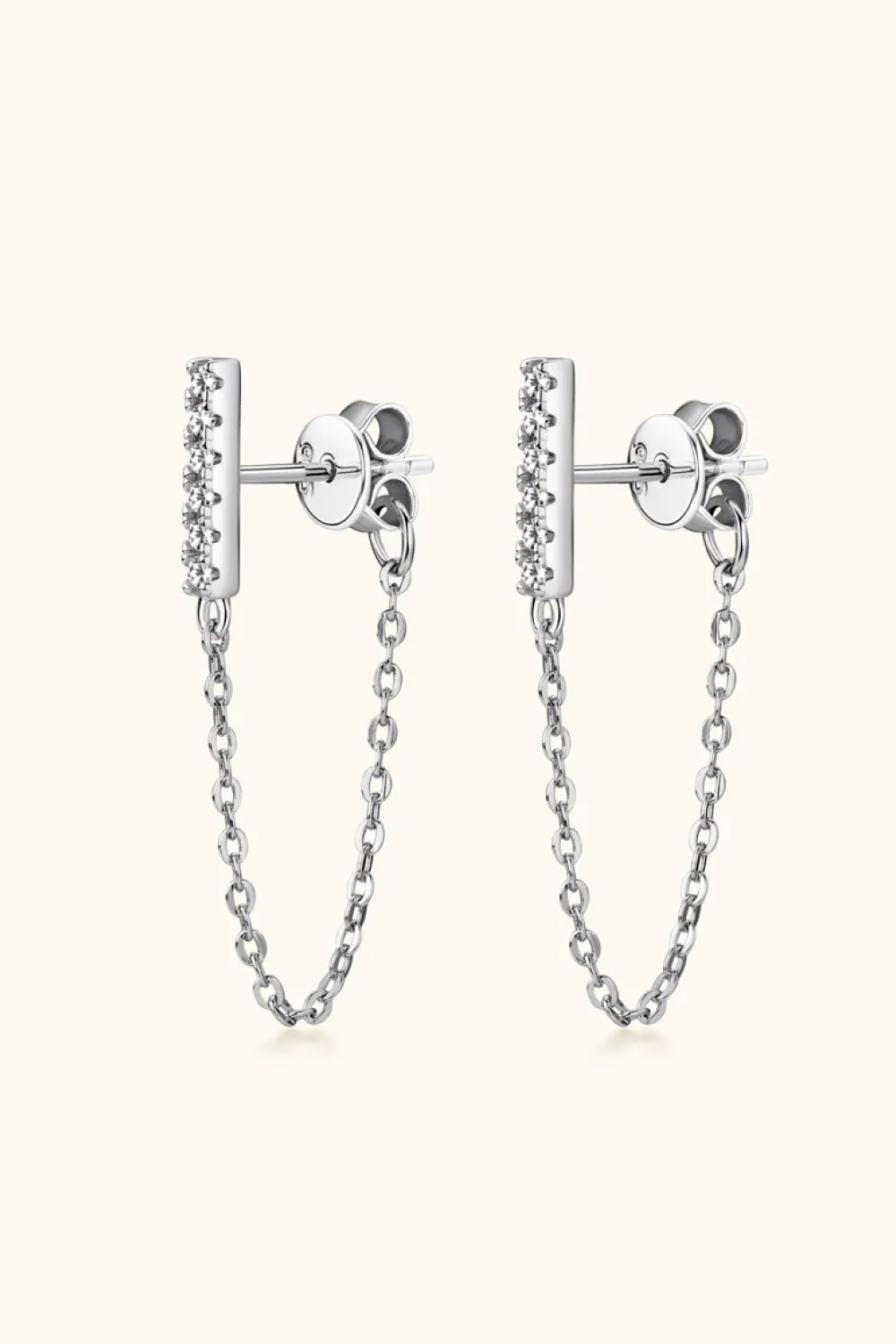 Moissanite 925 Sterling Silver Connected Earrings, image 3
