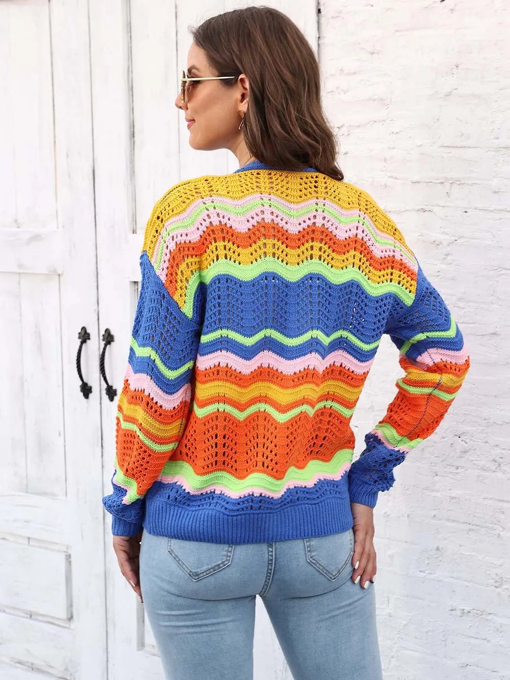 Open Front Openwork Cardigan, image 3