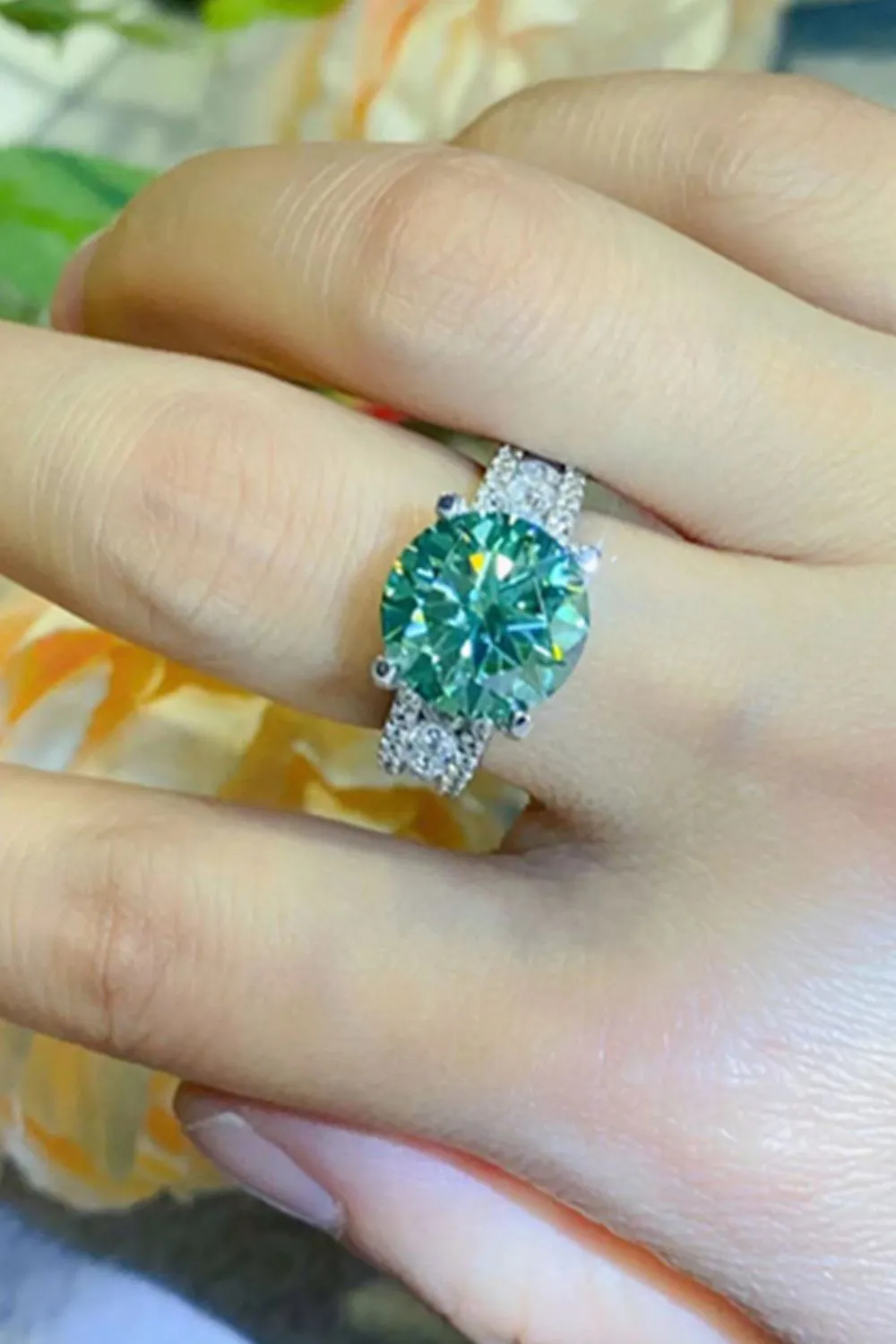 5 Carat Moissanite 4-Prong Wide Band Ring, image 2
