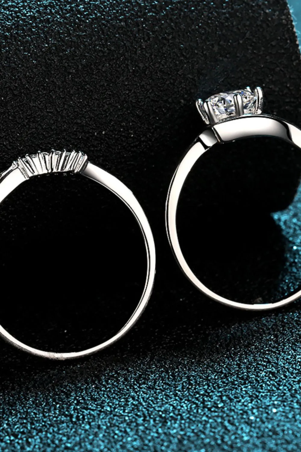 Moissanite Rhodium-Plated Two-Piece Ring Set, image 5