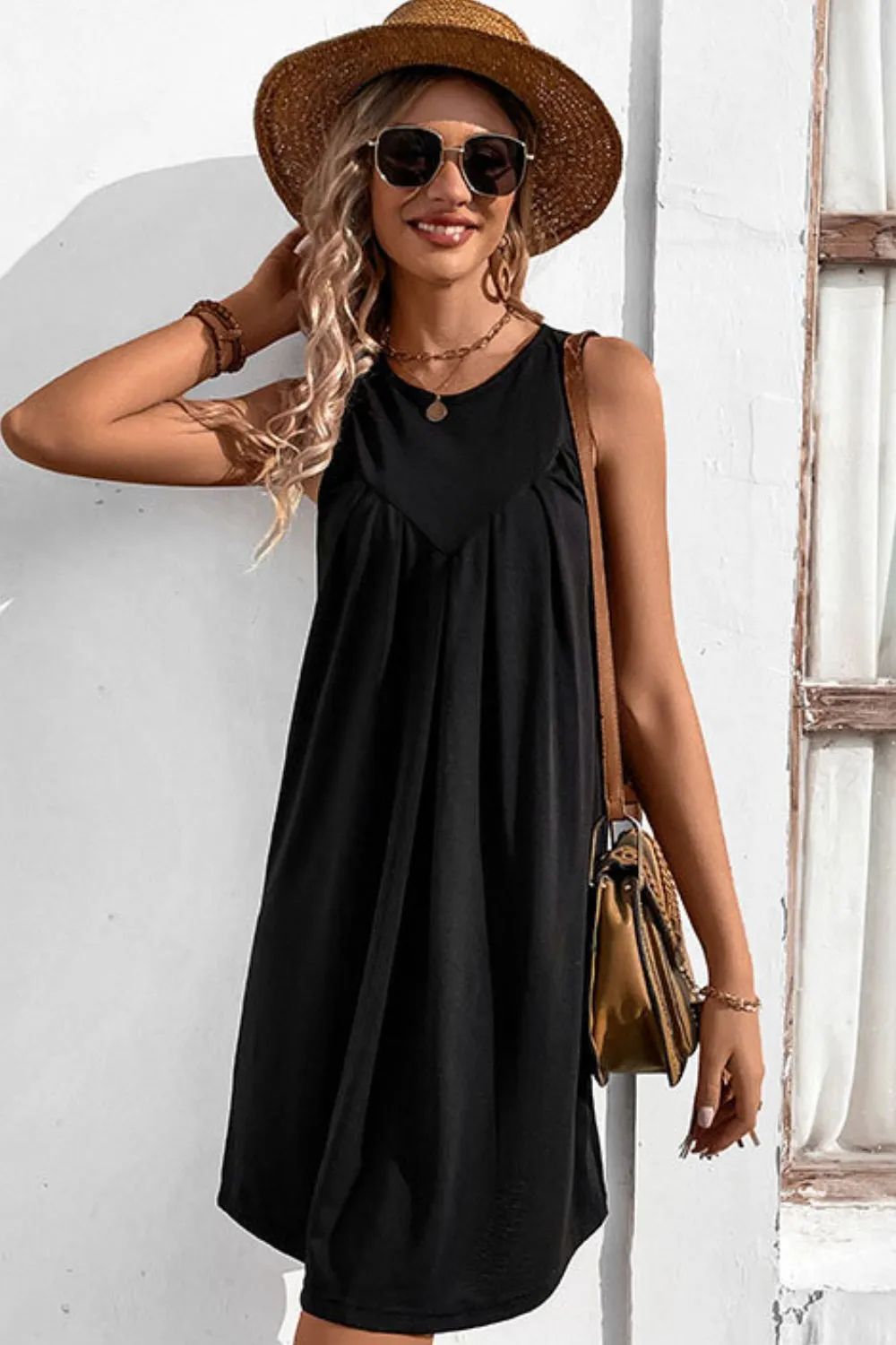 Round Neck Sleeveless Mini Dress, image 2