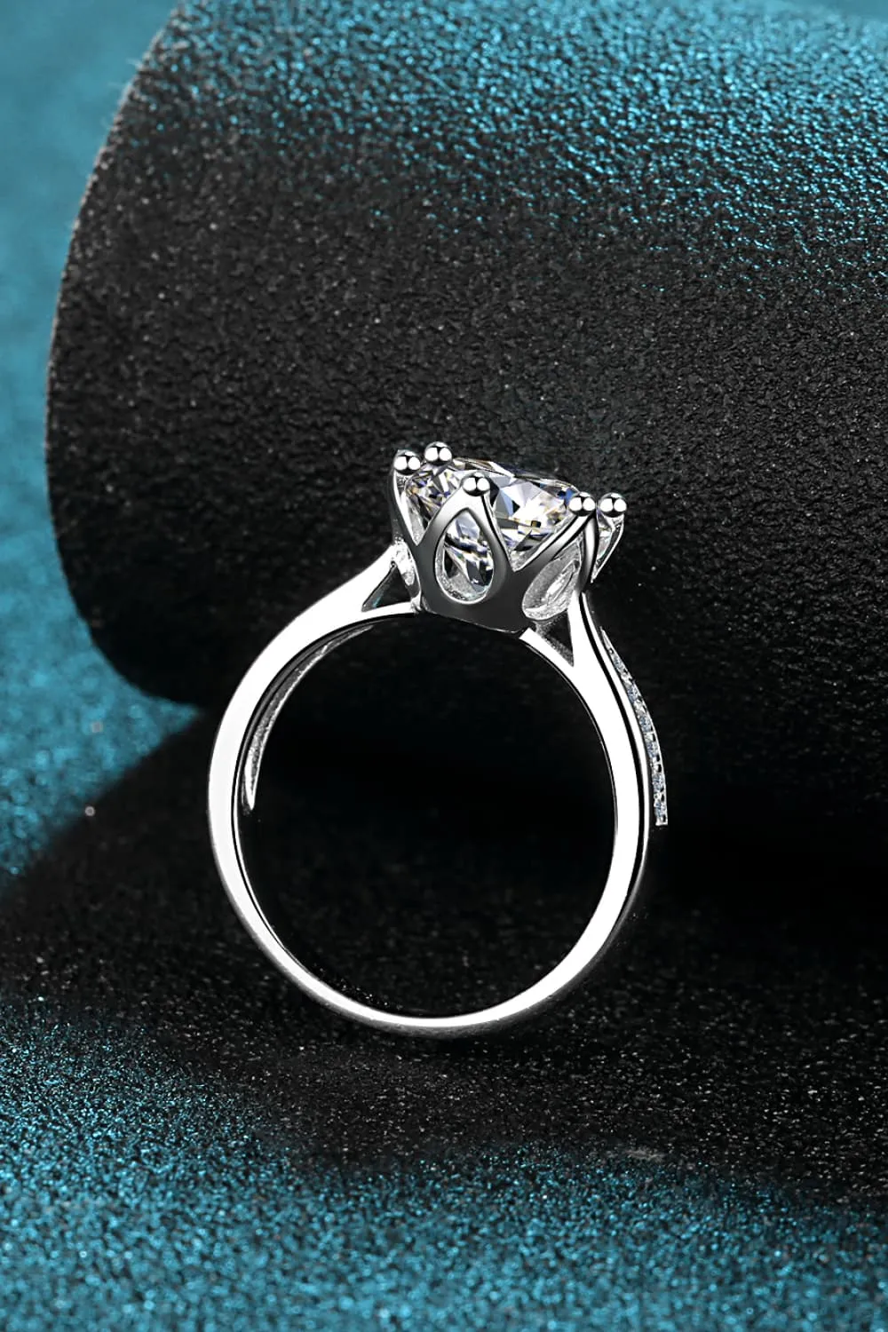 3 Carat Moissanite Rhodium-Plated Side Stone Ring, image 2