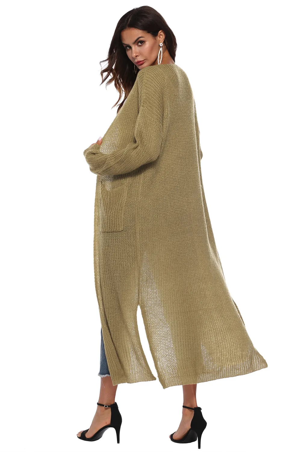 Long Sleeve Open Front Buttoned Cardigan, image 24