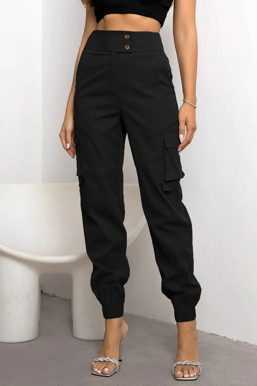 High Waist Cargo Pants, image 2