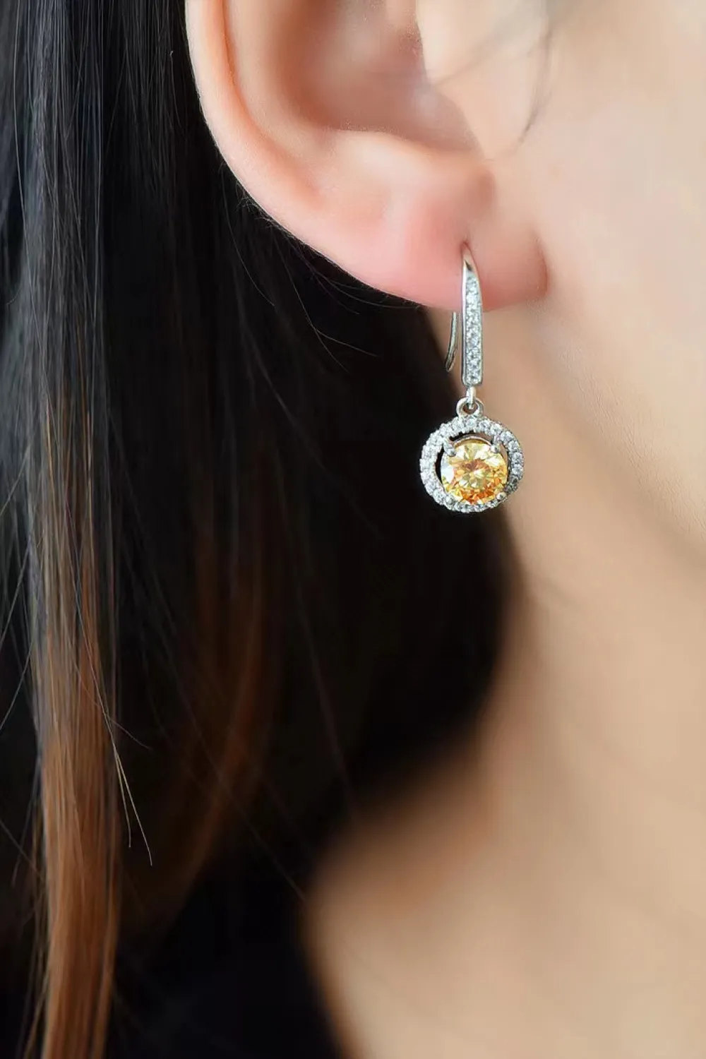Platinum-Plated 2 Carat Moissanite Drop Earrings, image 5