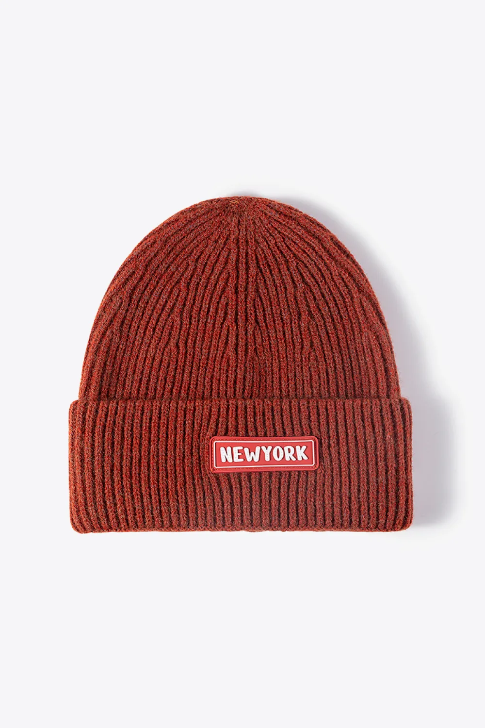 NEWYORK Patch Rib-Knit Cuffed Beanie, image 2