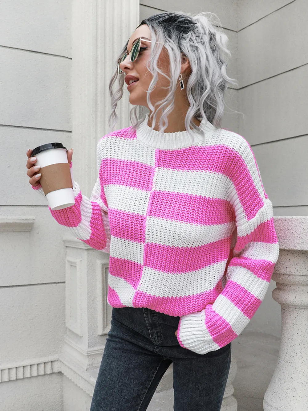 Two-Tone Dropped Shoulder Sweater, image 2