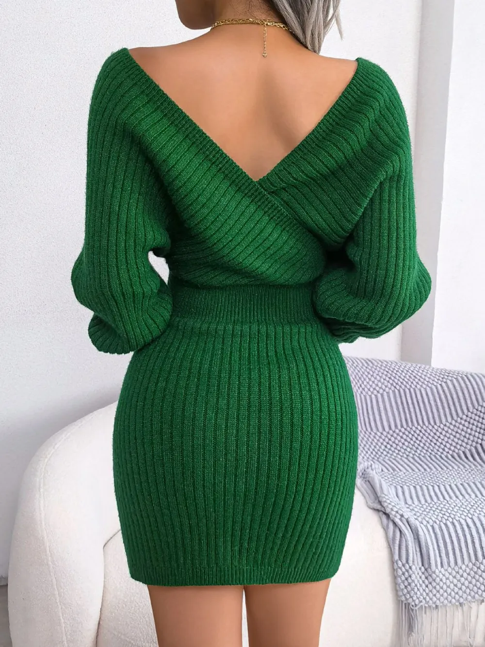 Rib-Knit Dolman Sleeve Sweater Dress, image 15