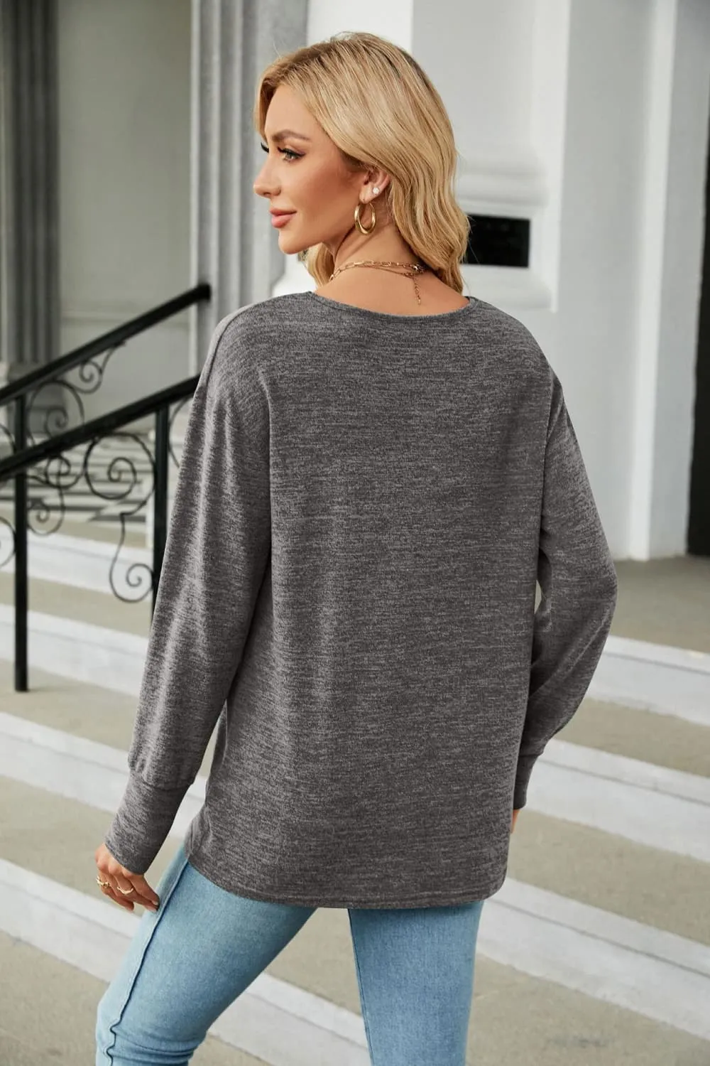 V-Neck Long Sleeve T-Shirt, image 10