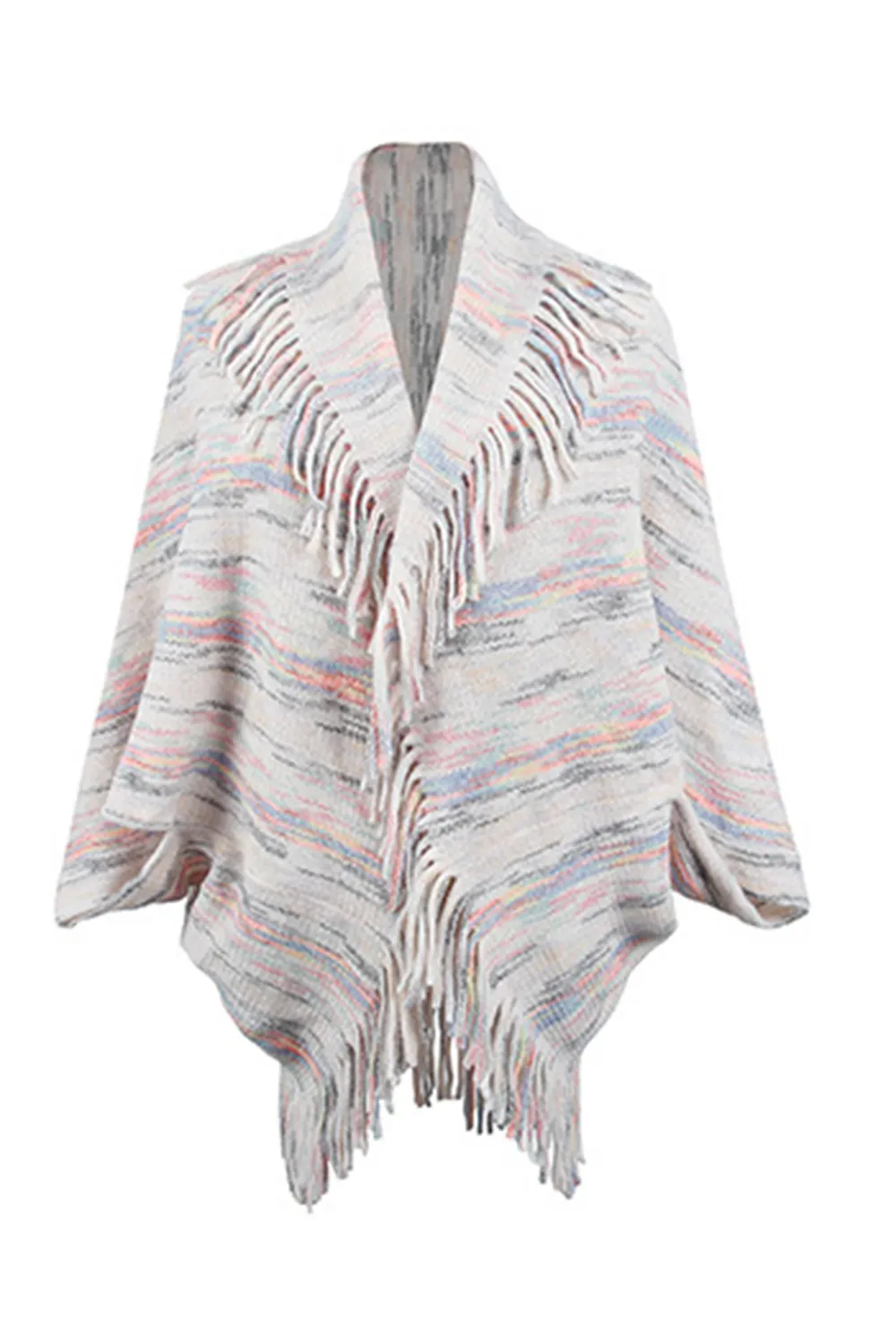 Fringe Detail Printed Poncho, image 3