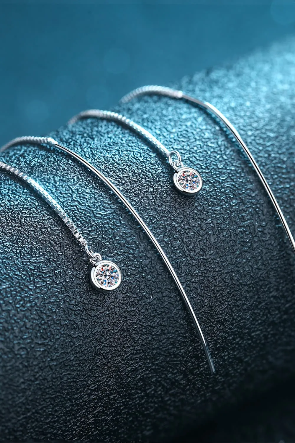 Moissanite 925 Sterling Silver Threader Earrings, image 2