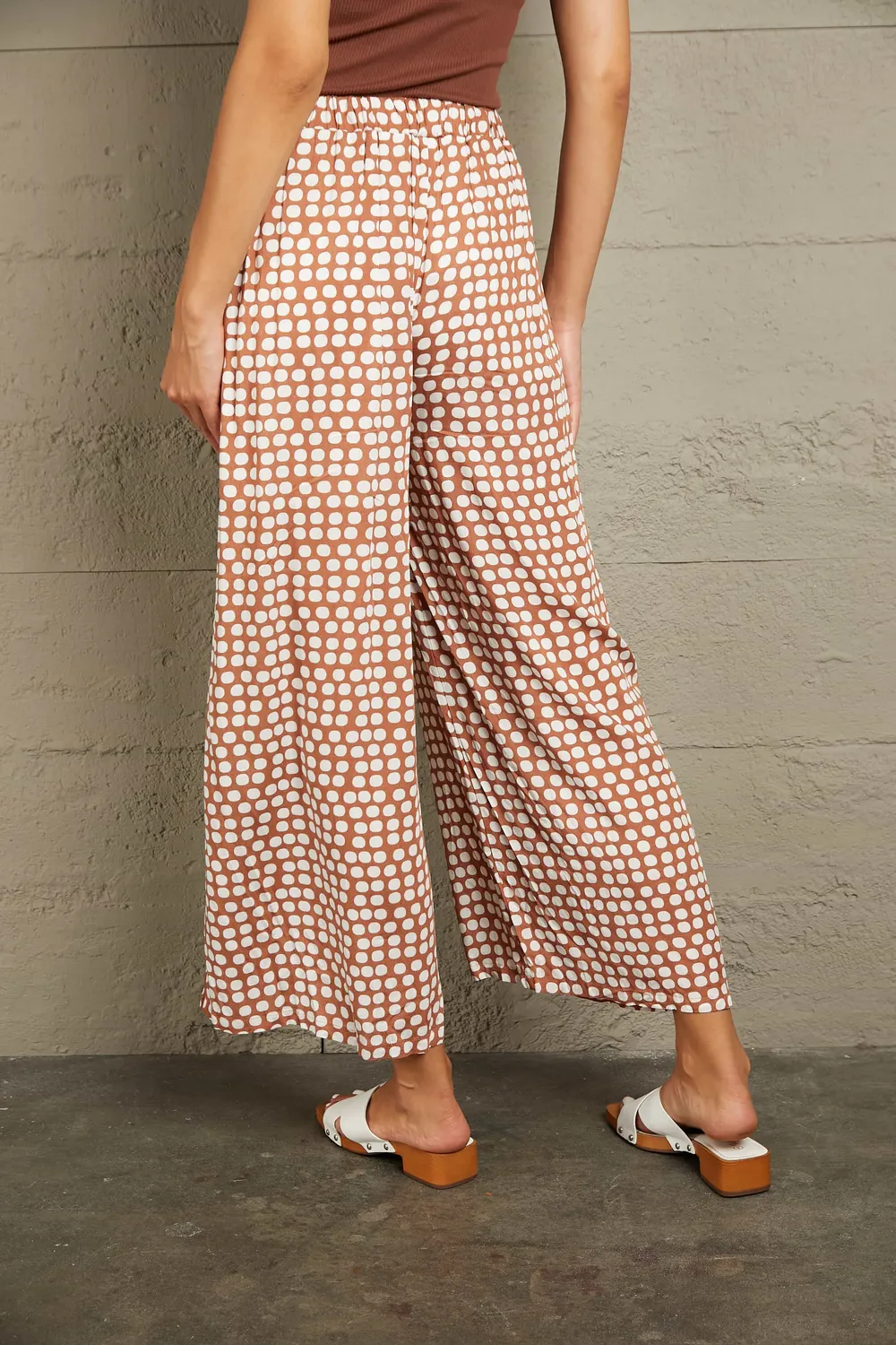Polka Dot High Waist Wide Leg Pants with Pockets, image 2