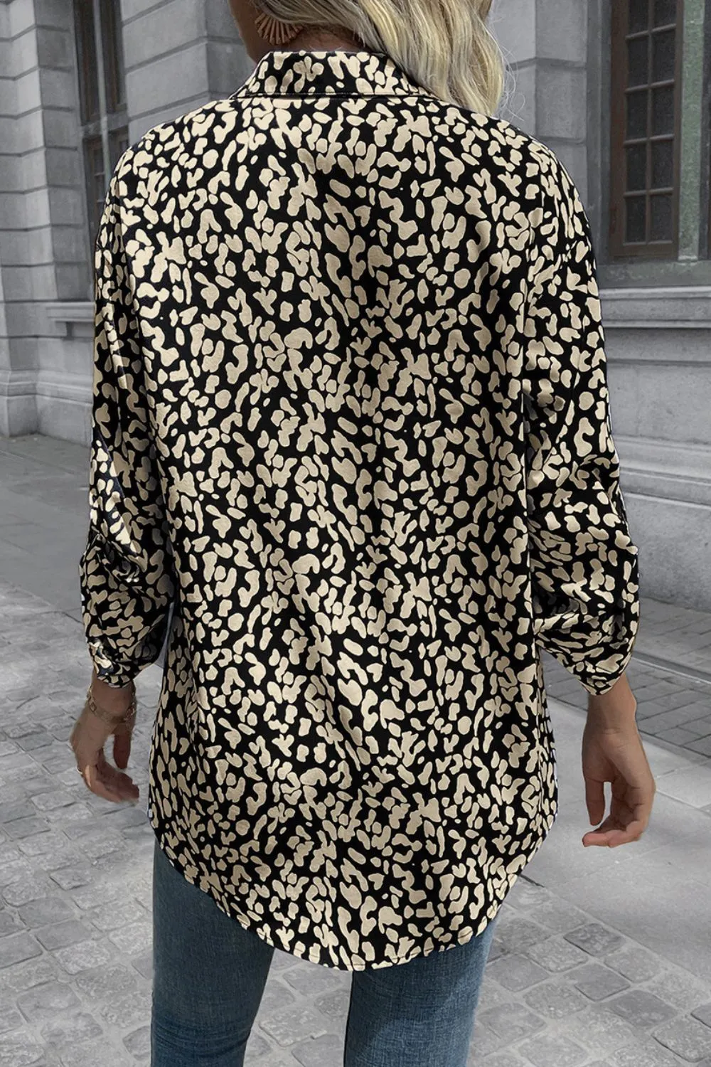 Leopard Roll-Tap Sleeve Shirt, image 10