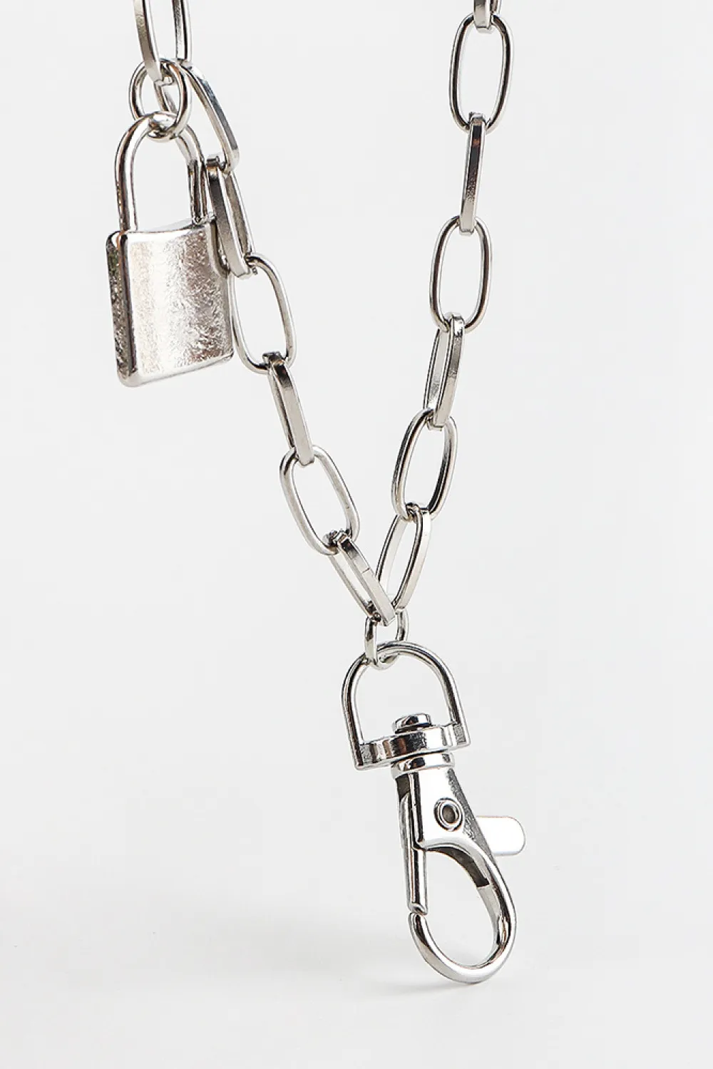 Double Layered Iron Chain Belt with Lock Charm, image 5