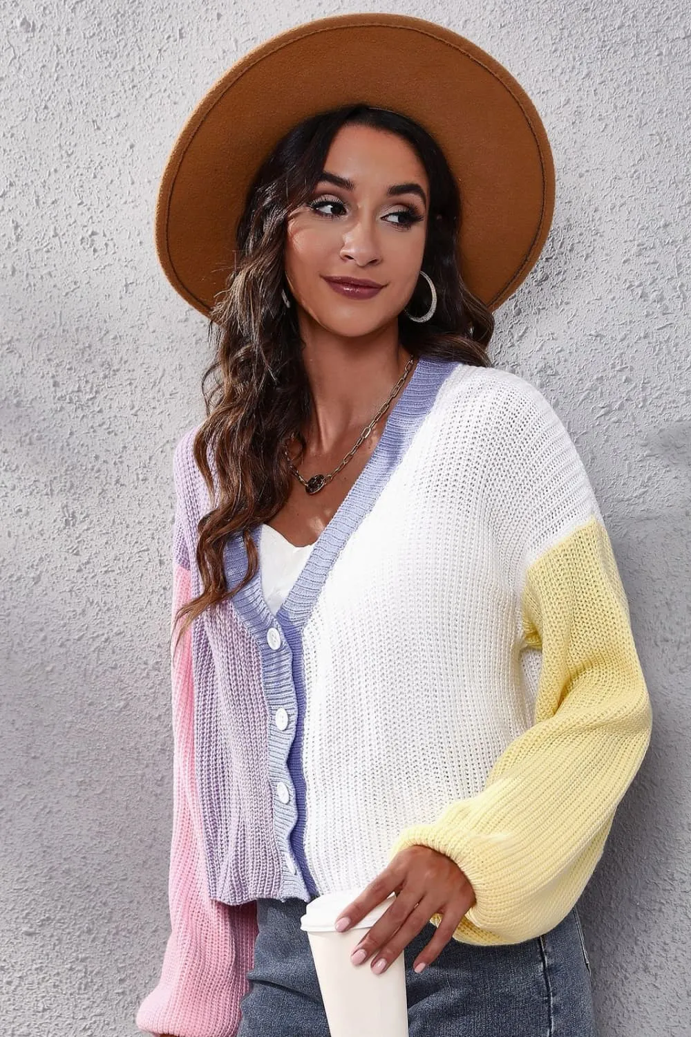 Color Block Ribbed Long Sleeve Cardigan, image 5