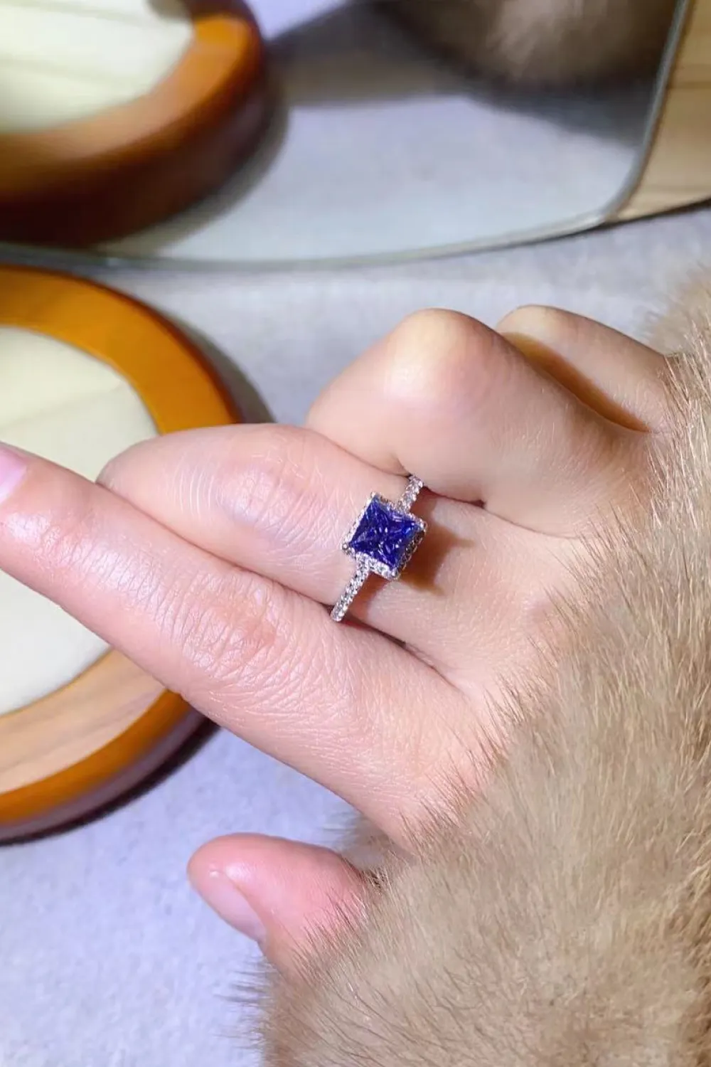 1 Carat Moissanite 925 Sterling Silver Square Ring, image 2