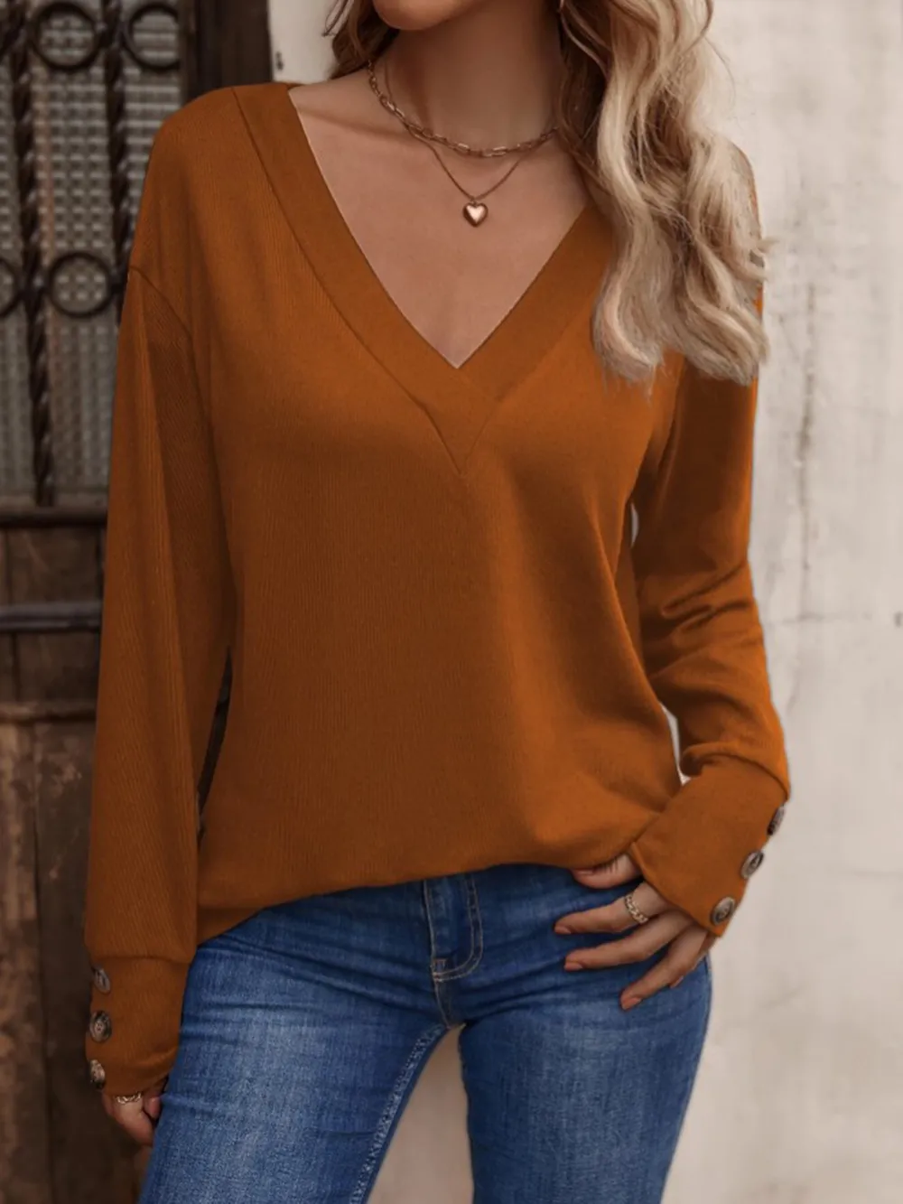 V-Neck Long Sleeve Top, image 11