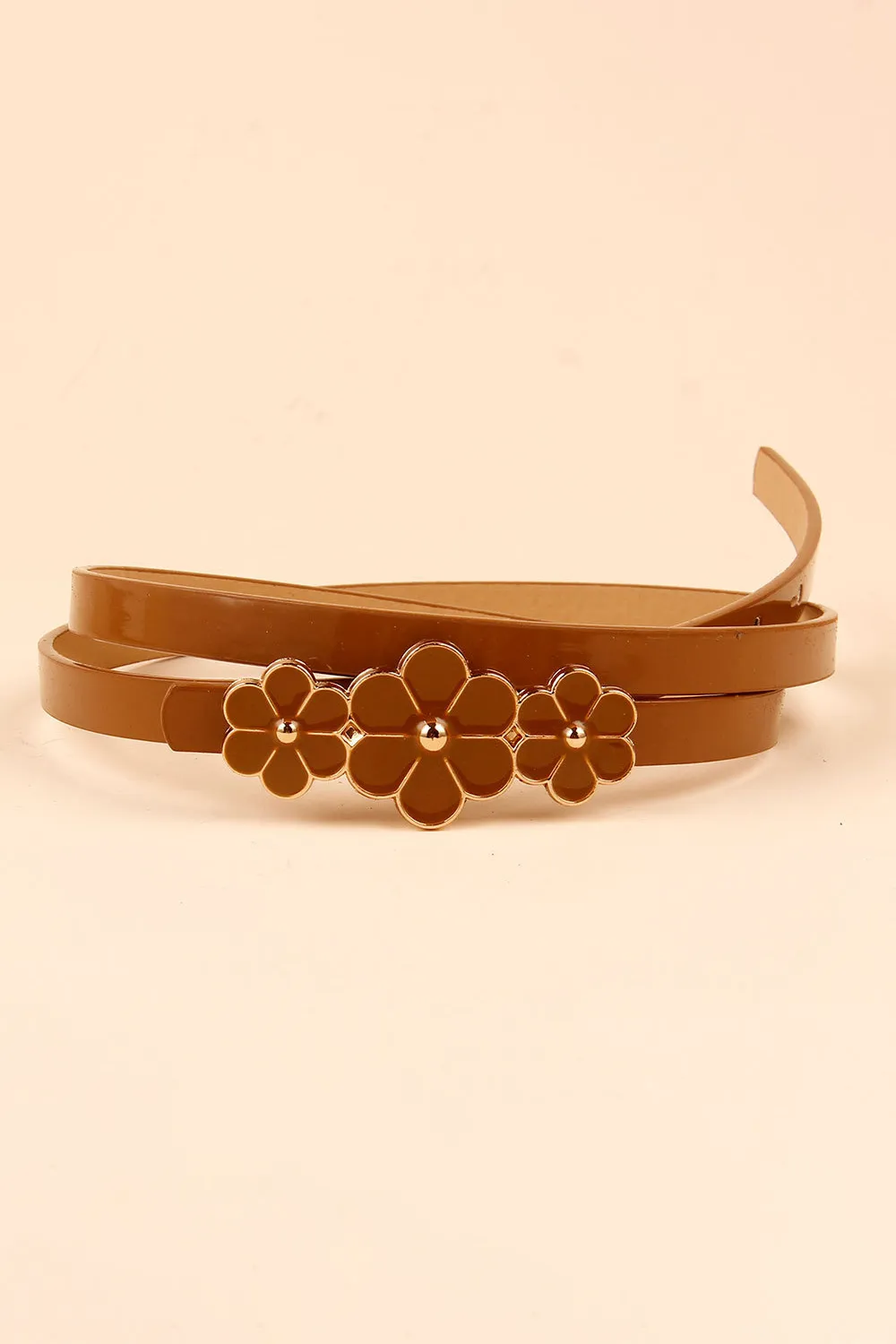 Flower Decor Skinny PU Belt, image 8