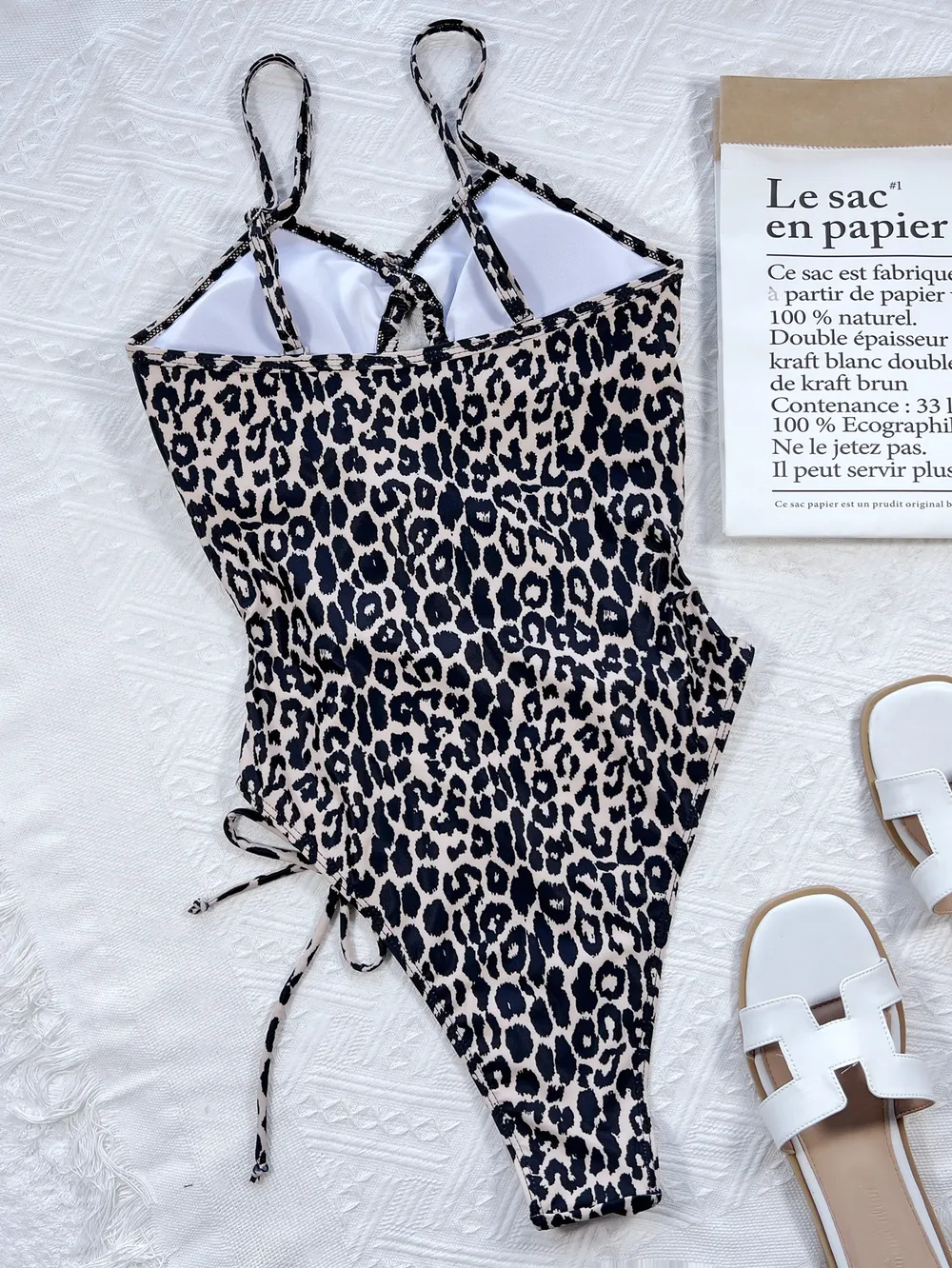 Leopard Cutout Tied One-Piece Swimsuit, image 2