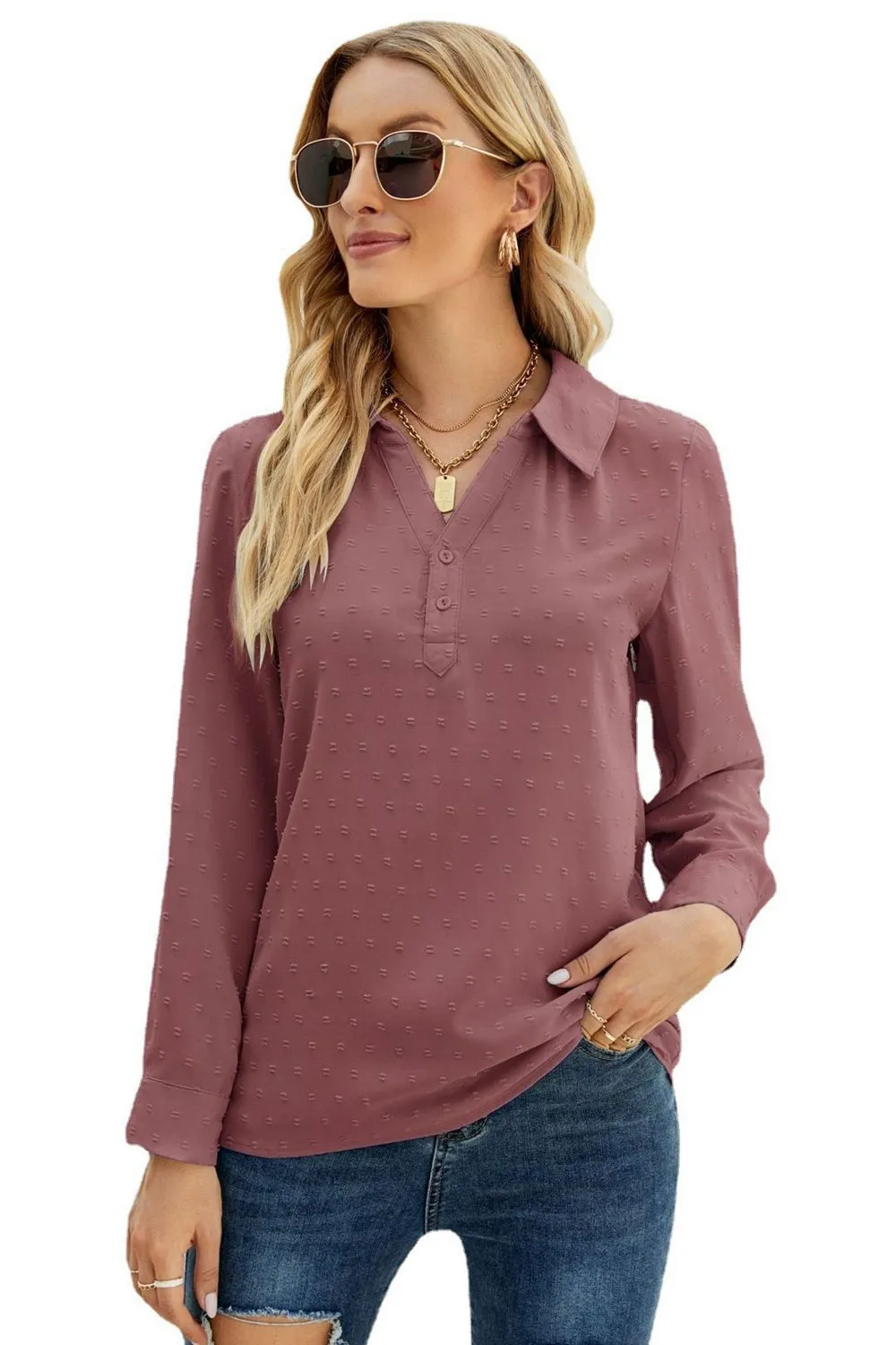 Swiss Dot Johnny Collar Blouse, image 10