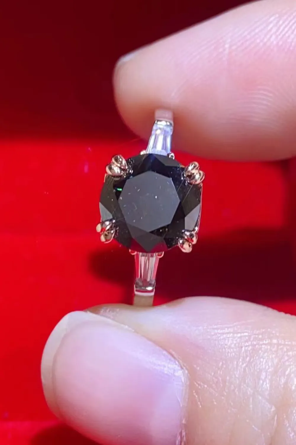 2 Carat Black Moissanite Platinum-Plated Ring, image 2