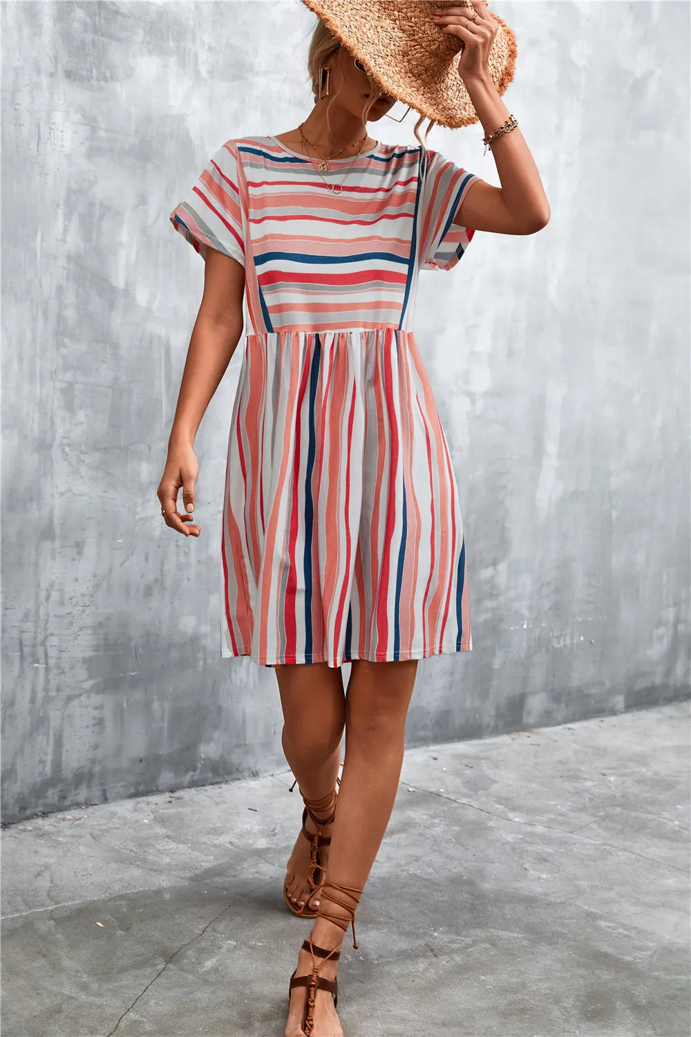 Striped Round Neck Dress, image 4