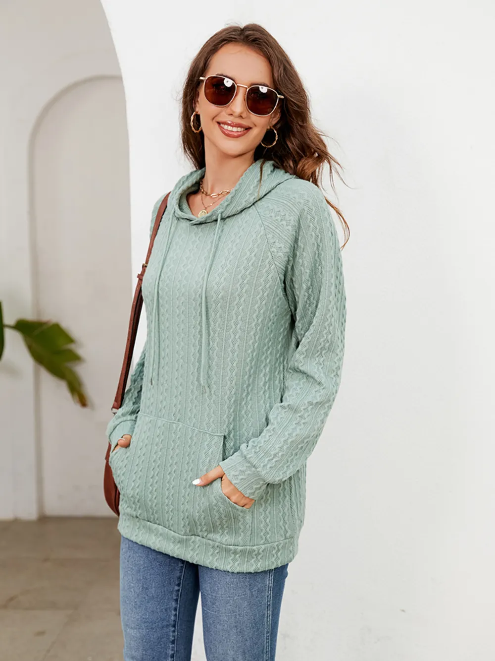 Raglan Sleeve Front Pocket Hoodie, image 18