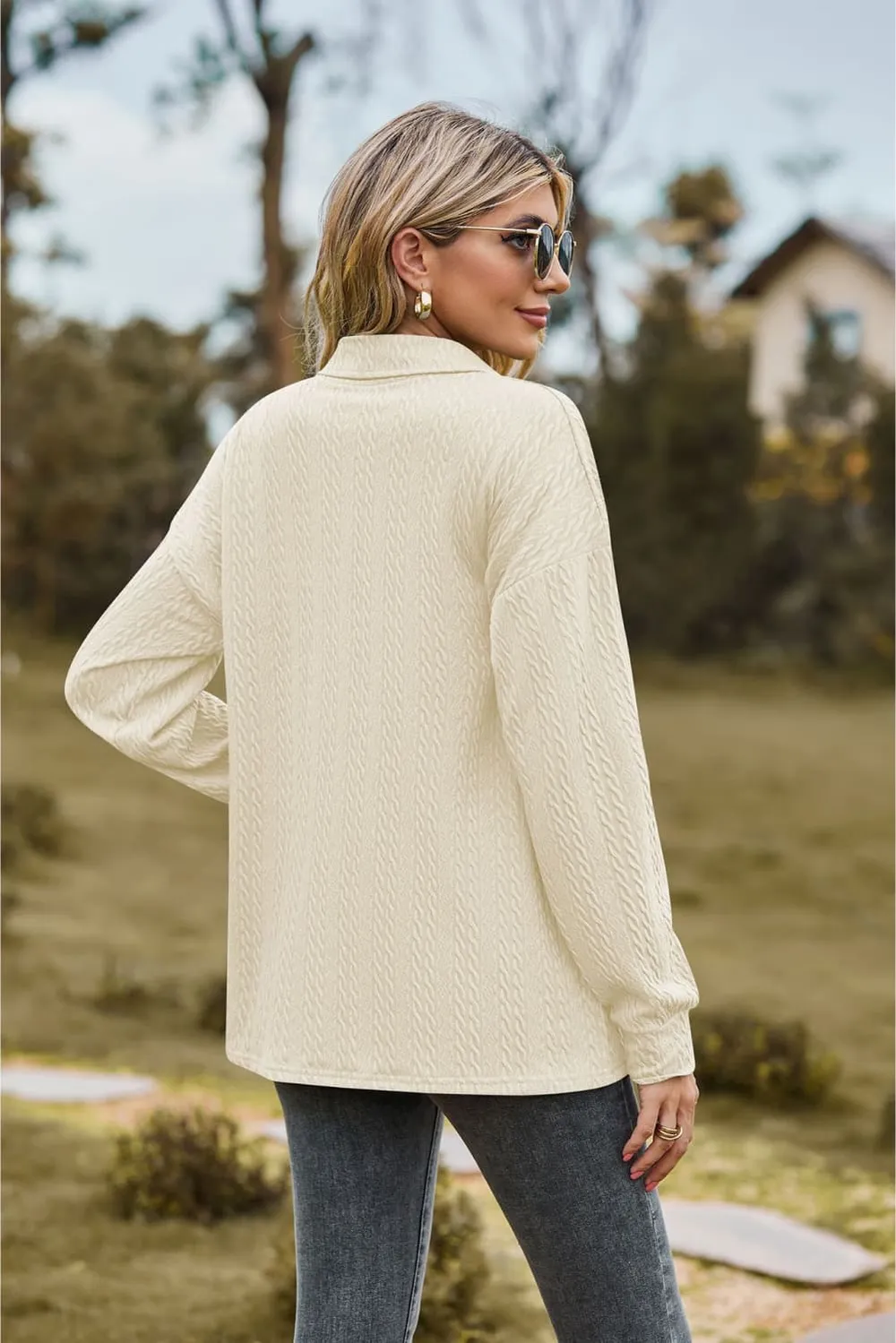Collared Neck Long Sleeve Blouse, image 10