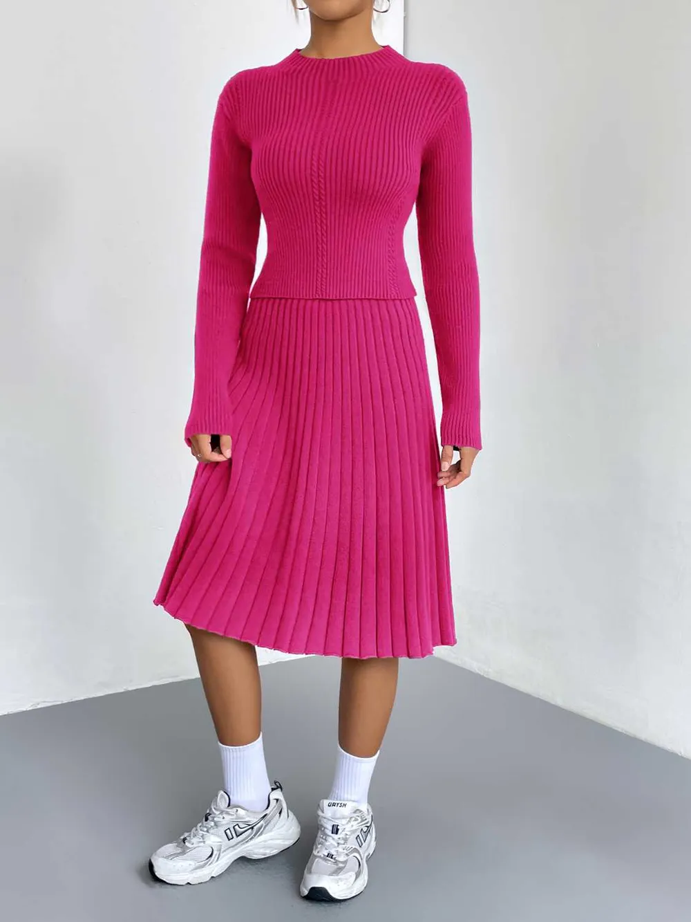Rib-Knit Sweater and Skirt Set, image 3