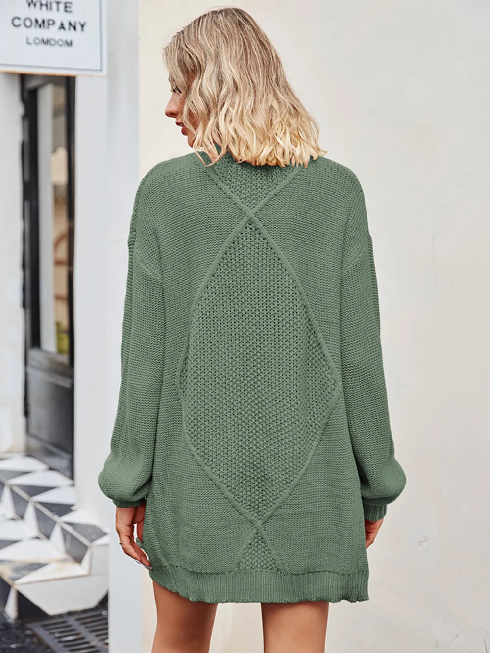 Cable-Knit Long Sleeve Cardigan, image 11