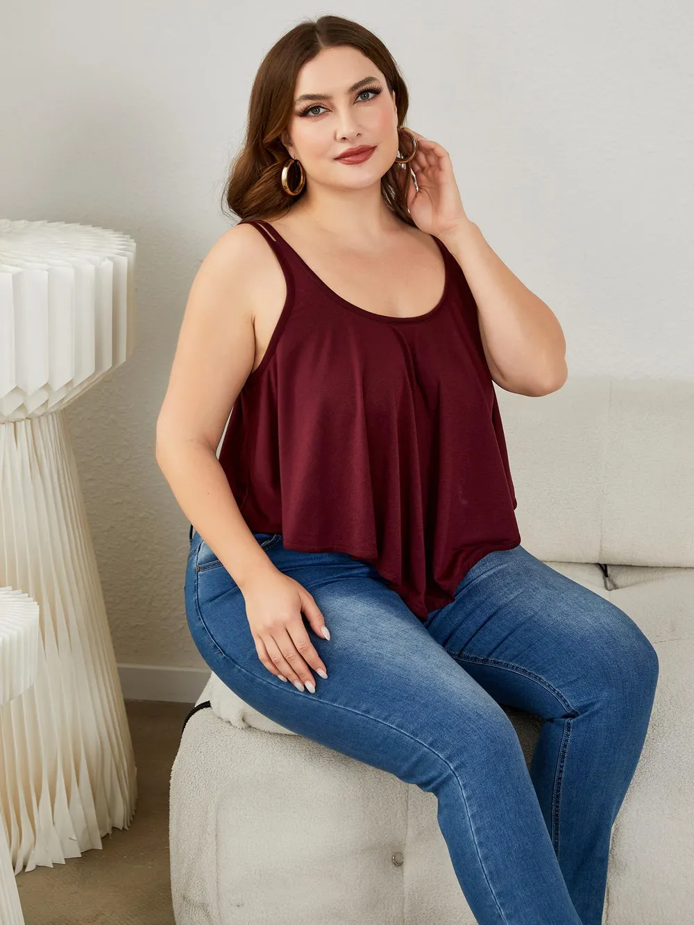 Plus Size Double-Strap Scoop Neck Cami, image 5