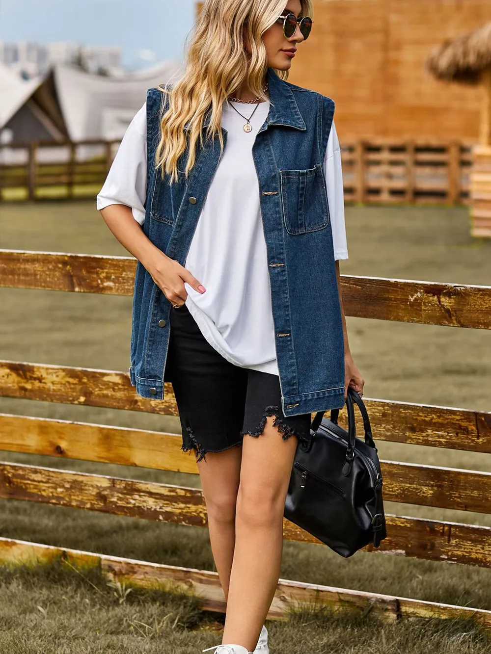 Button Down Denim Vest, image 2