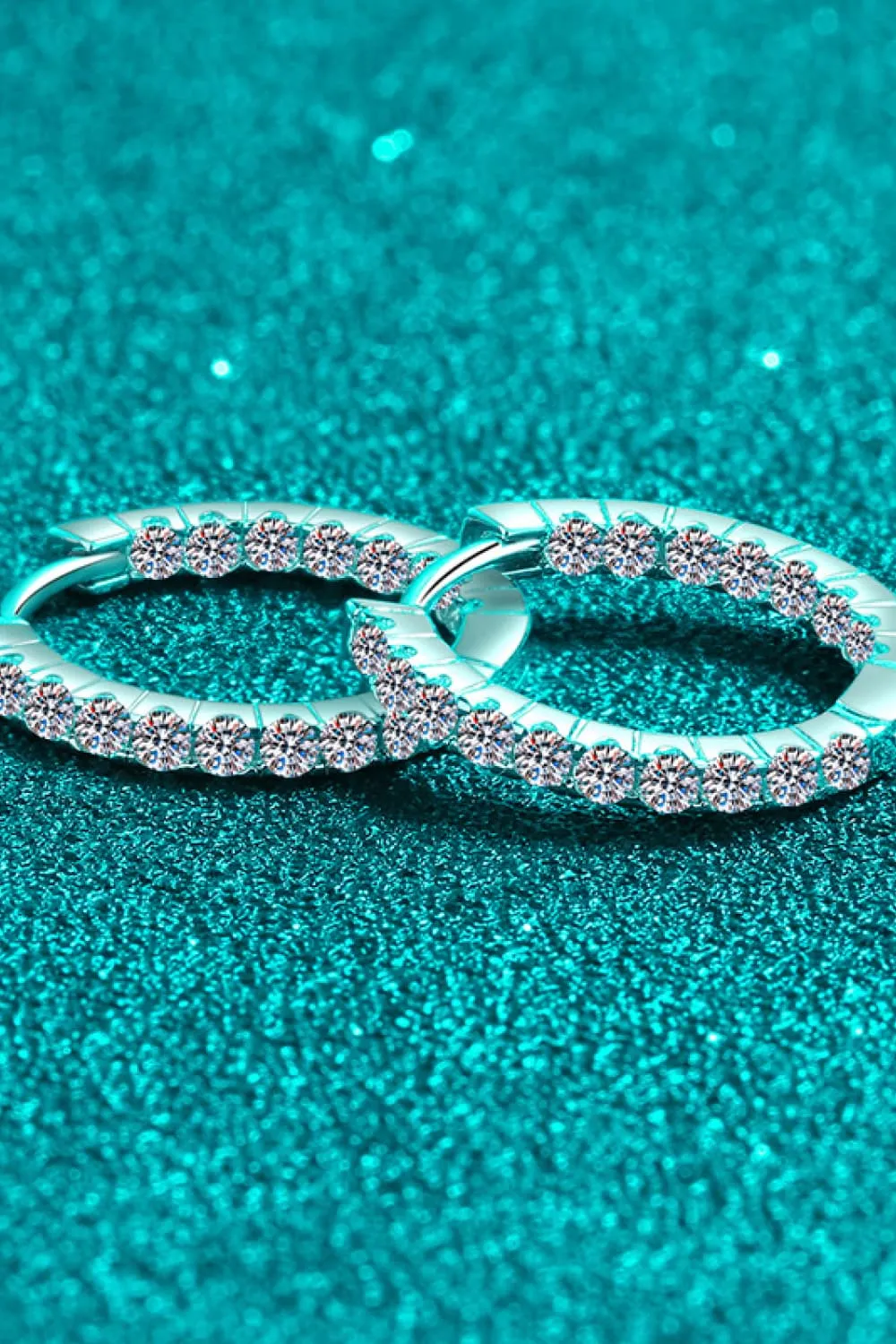 Moissanite 925 Sterling Silver Huggie Earrings, image 2