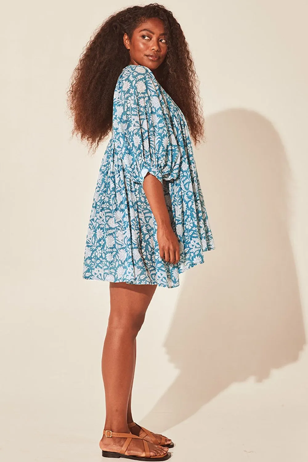 Floral Tie Neck Lantern Sleeve Dress, image 11