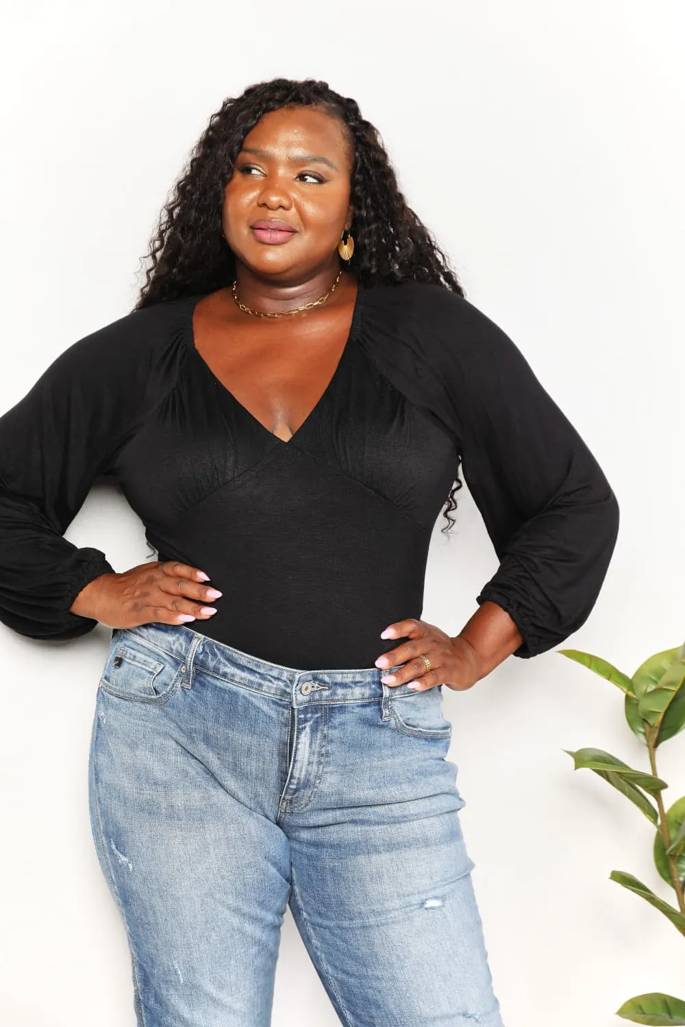 Full Size V- Neck Bodysuit, image 7