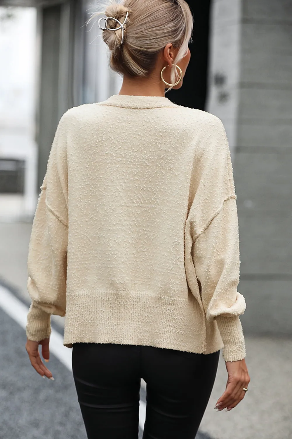 Button-Up Dropped Shoulder Cardigan, image 6