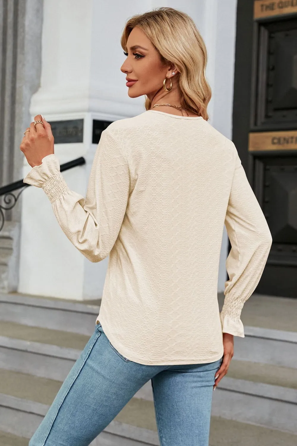 V-Neck Flounce Sleeve Blouse, image 10